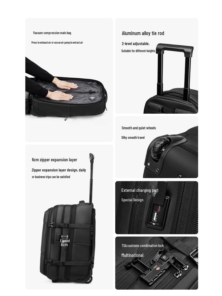 Popular Large Capacity Rolling Duffel Bag: Anti-Theft, Waterproof, Vacuum Compression Travel Suitcase Backpack
