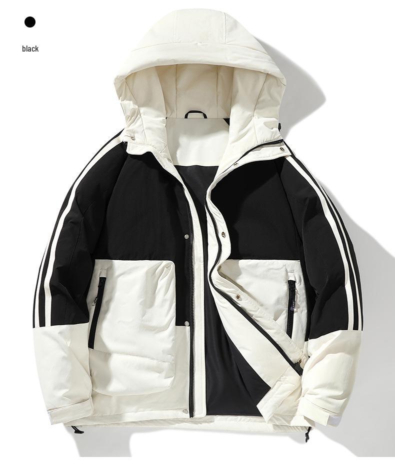 Winter Windproof Unisex Down Jacket - MLB & NY Collaboration, 90% White Duck Down, Color Block, Men's Trendy Coat