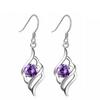 White Gold Plated Amethyst Angel Wing Dangle Earrings with Zircon