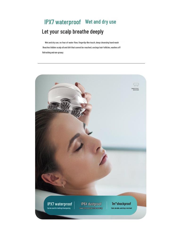 Akıllı Mini Elektrikli Su Geçirmez Baş Masaj Aleti: Kablosuz Fizyoterapi Yoğurma ve Kaşıntı Kazıyıcı