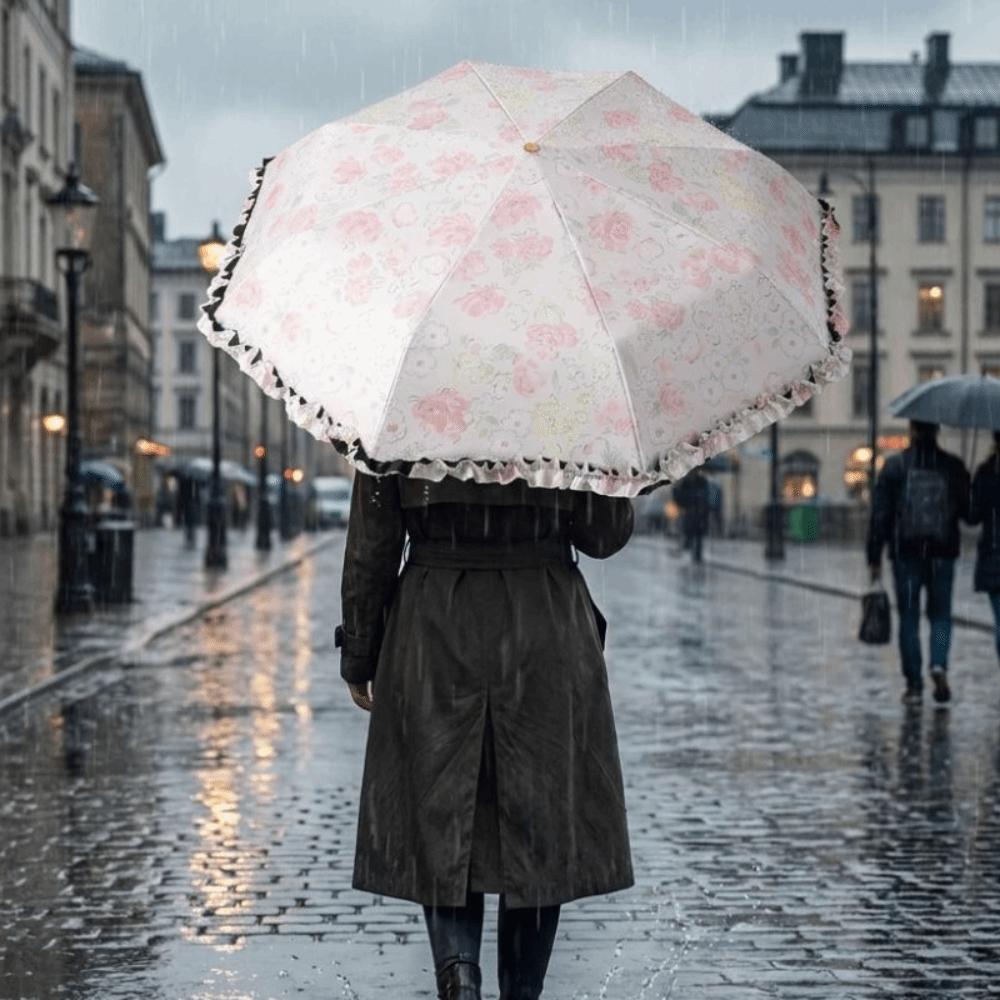 Loop Buckle Handle Manual Folding Umbrella Ultra-light UV Protection Umbrella Parasol  Rainy Day