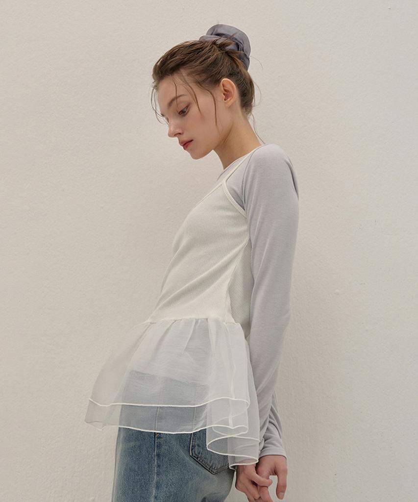 Kamino Organza Sleeveless Blouse White