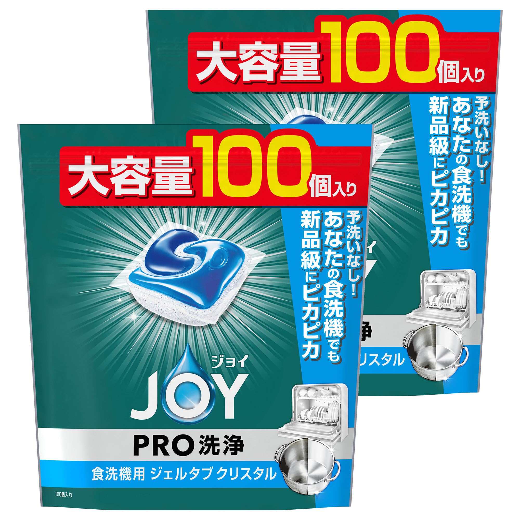 

Joy PRO Wash Гель для посудомоечной машины Большой 100 шт. x 2 пакета Моющее средство, Таблетки, Кристалл, Вместимость,