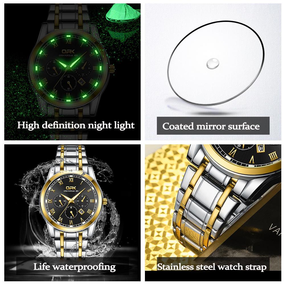 OPK Fashion Mens Watches Top Brand Luxury Quartz Wrist Watch for Men Waterproof Sport Chronograph Watch