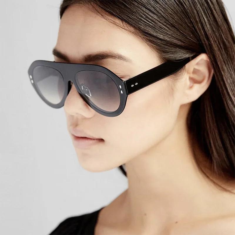 Vintage Flat Top Pilot Sunglasses Women For Men Luxury Brand Designer Sun Glasses Punk Anti Blue Light Glasses Optical Big Frame