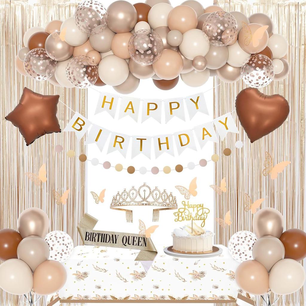 Birthday Party Decorations Rain Curtain Background Flag Cake Power Strip Paper Flower Ball Aluminum Film Balloon Set