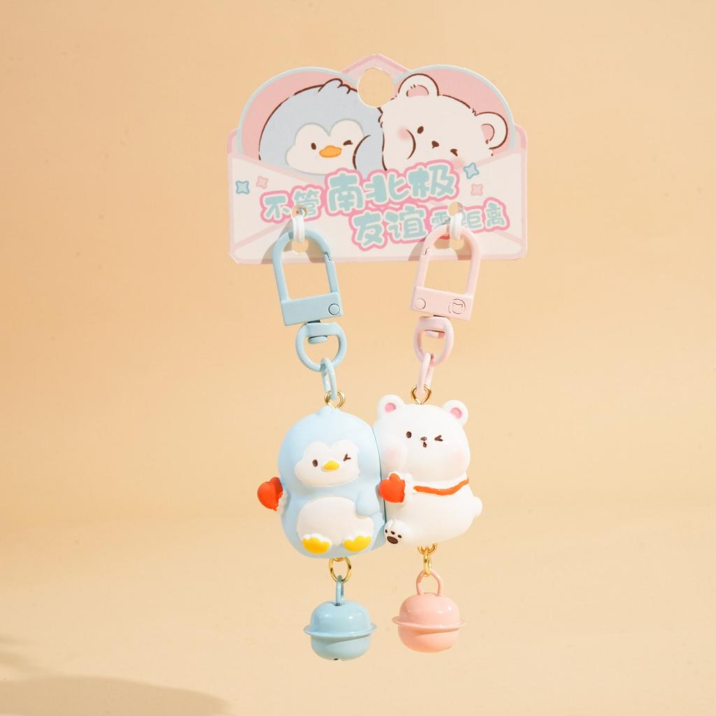 Design Cute Pet Sticker Magnetic Pair Buckle Baimao Keychain Super Cute Resin Doll Couple Accessories Bag Hanging