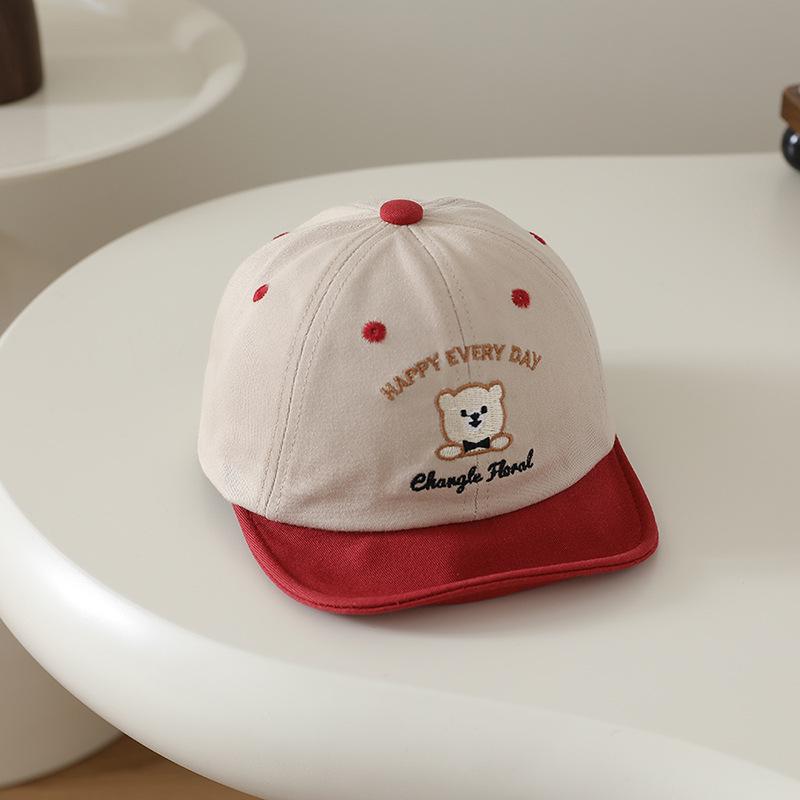 Unisex Dziecięca Miękka Czapka Baseballówka z Daszkiem z Motywem Misia Kreskówkowego do Ochrony przed Słońcem - Wiosna/Lato Styl Koreański