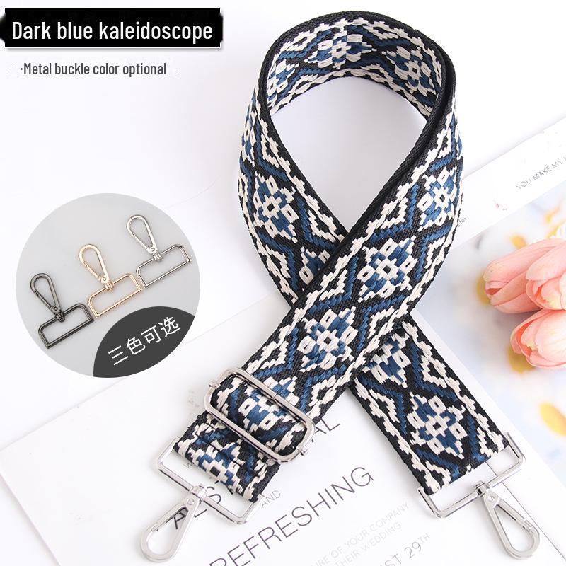 

5 см регулируемый многоцветный женский ремень для сумки - узор калейдоскопа, широкий, через плечо Gunmetal Buckle