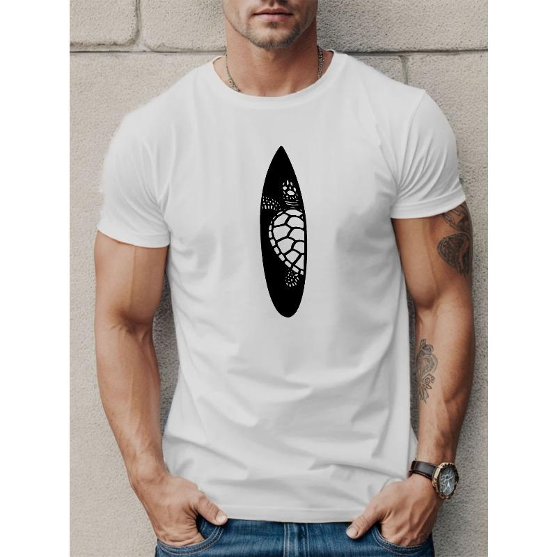European Size Men's Casual Short Sleeve T-Shirt with Geometric Print - Breathable Polyester, Round Neck, Machine Washable - Perfect for Summer