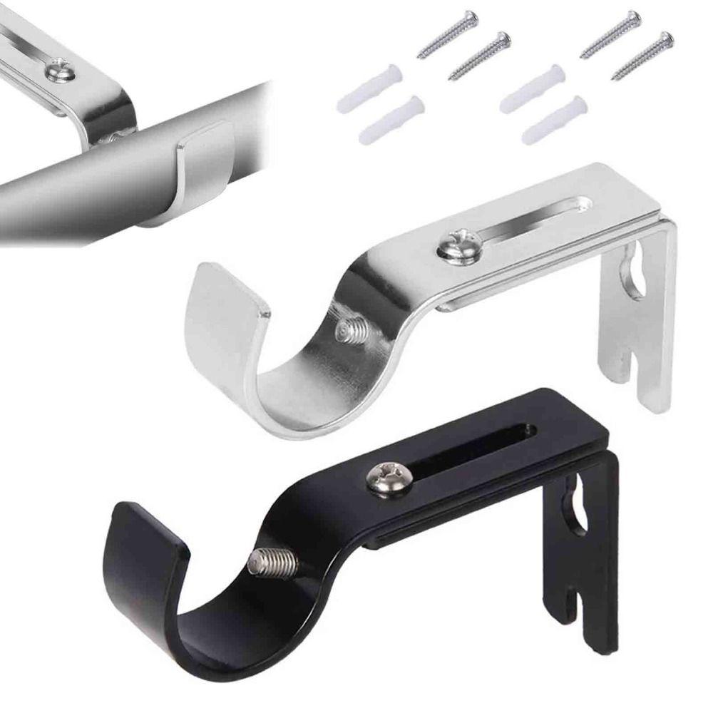 Metal Construction Curtain Rod Bracket Adjustable Direction Length Roman Pole Bracket  Bedroom Use