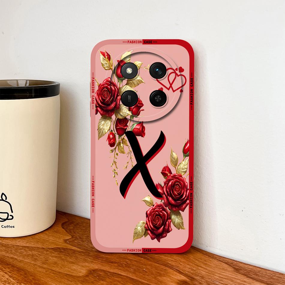 For Honor Magic 7 Lite Case For Magic 8 Lite Rose Letters Soft Phone Back Cover For Magic7 Magic8 Lite Liquid Silicone Fundas