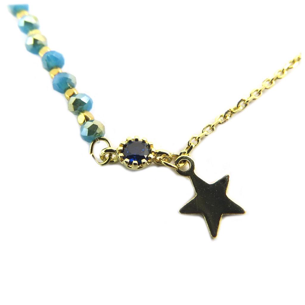 7bis [P8292] - Handmade Bracelet 'Une Etoile Est Née' Turquoise Gold - 6x6 Mm