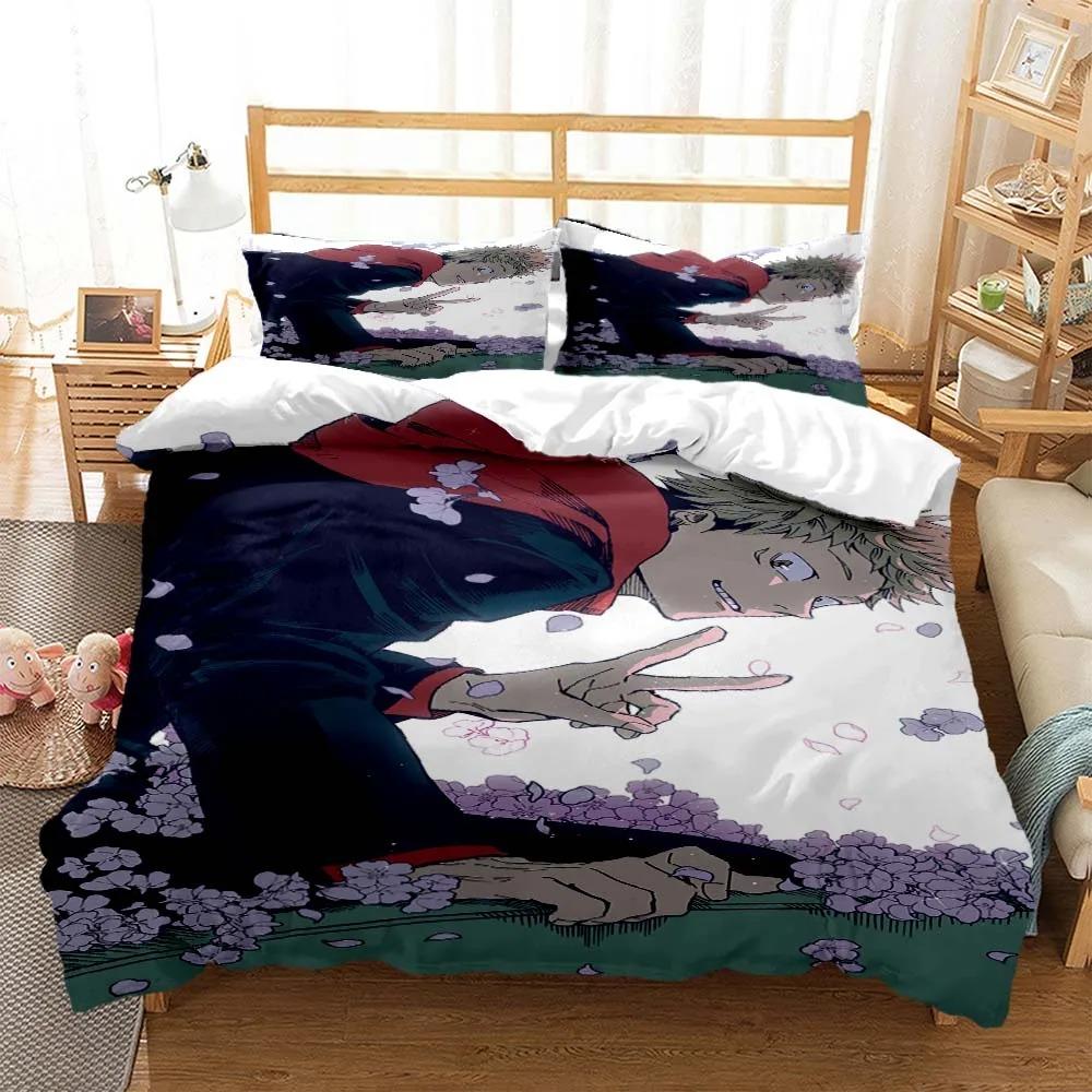 Jujutsu Kaisen Digital Print Polyester Bedding Set Duvet Cover For Boys Teens Anime Bed Sheets