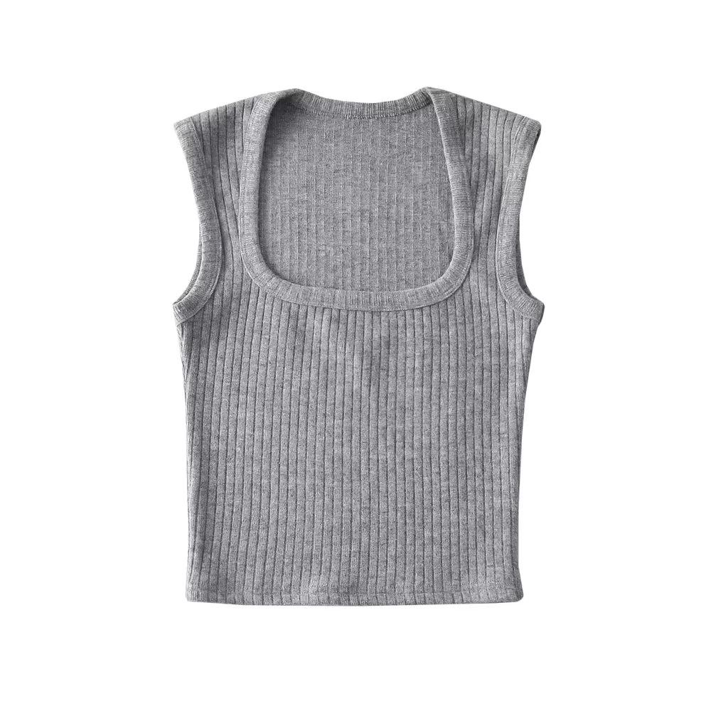 2023 Summer Square Neck Bodycon Cashmere-Texture Women's Slimming Vest