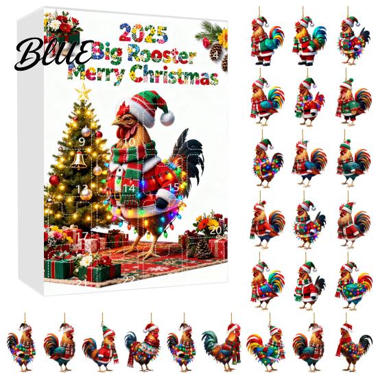 Children Christmas Calendar Windows Holiday Box Multifunctional 24-Day Countdown Chicken Advent with Easy-Open Decoration Family