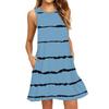 Women's Fashion Beach Dress Sleeveless Round Neck Stripe Print Dress
