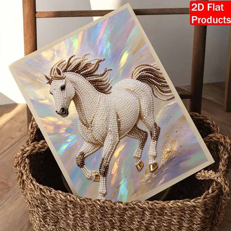 Majestic Horse Pearl Kit 5D DIY Round Rhinestone Art for Adults Relaxing Handmade Wall Decor National Day Gift Frameless