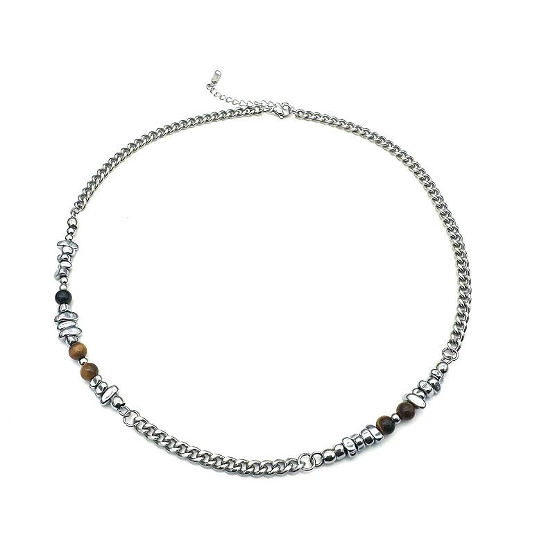 Gaga Retro Tiger Eye Necklace: Minimalist, High-End Beaded Sweater Chain