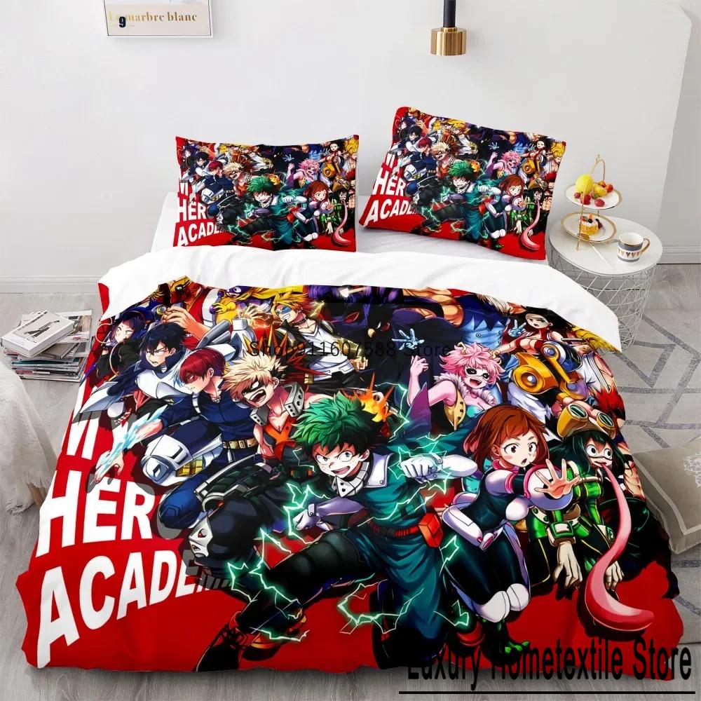 New Anime My Hero Academy Bedding Set Anime Characters Duvet Cover Set 3D Quilt Bed Set Queen King Size Boys Home Textile