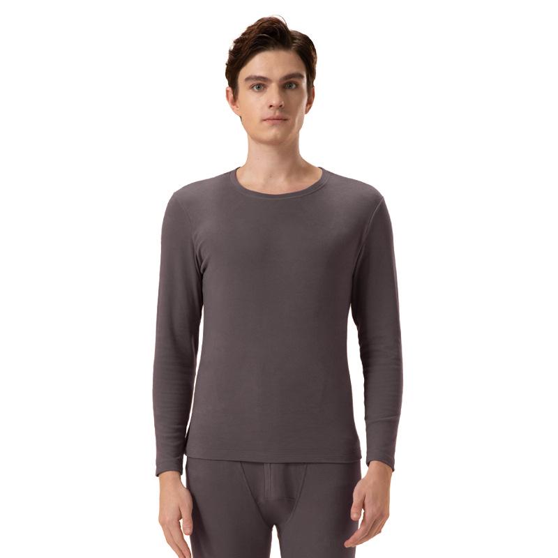 Set pánského termoprádla: Kulatý výstřih, dlouhý rukáv, oboustranně česaná bavlna se sametovou úpravou pro podzim/zimu.