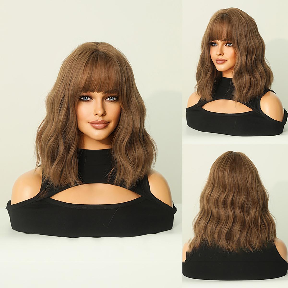 

Жен. 37 см Искусственные волосы Каштановые волосы Длинные волосы Вьющиеся волосы Розовые волосы Сетка для волос Головные уборы Полный головной убор Парик из натуральной реальности 37cm14inch бистр коричневый