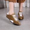 2026 new retro German training shoes women's leather color matching lace-up flat casual shoes soft sole versatile round head sports shoes
