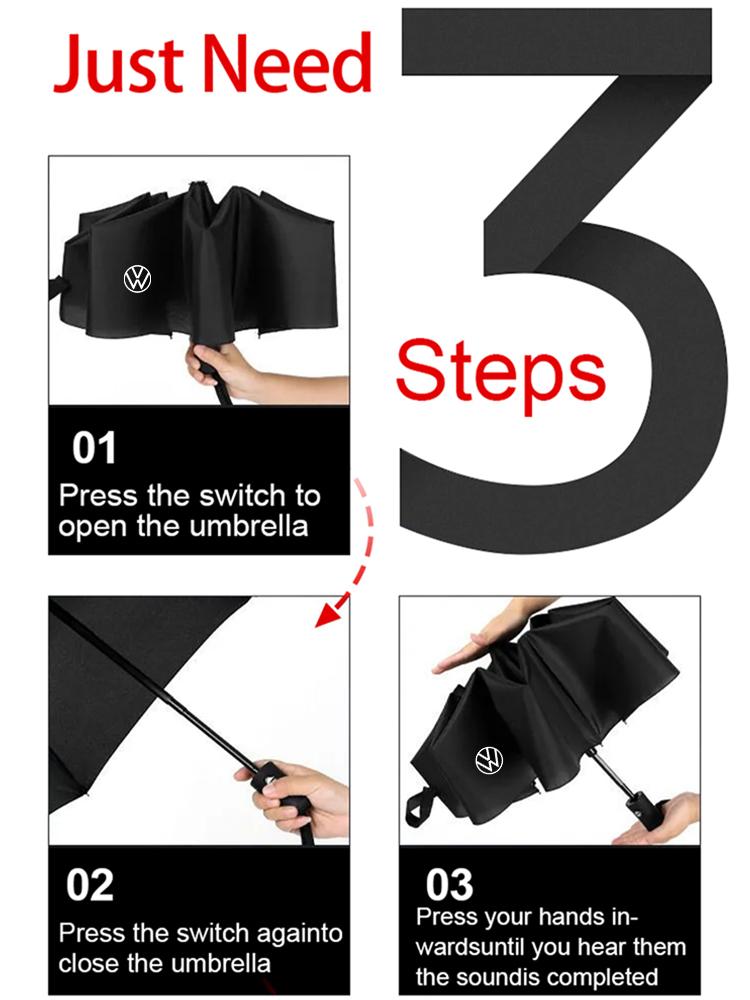Car LOGO Umbrella For Volkswagen VW Golf Blue Motion Polo Passat Beetle Jetta Tiguan Touran Auto Anti-UV Windproof Accessories BG3