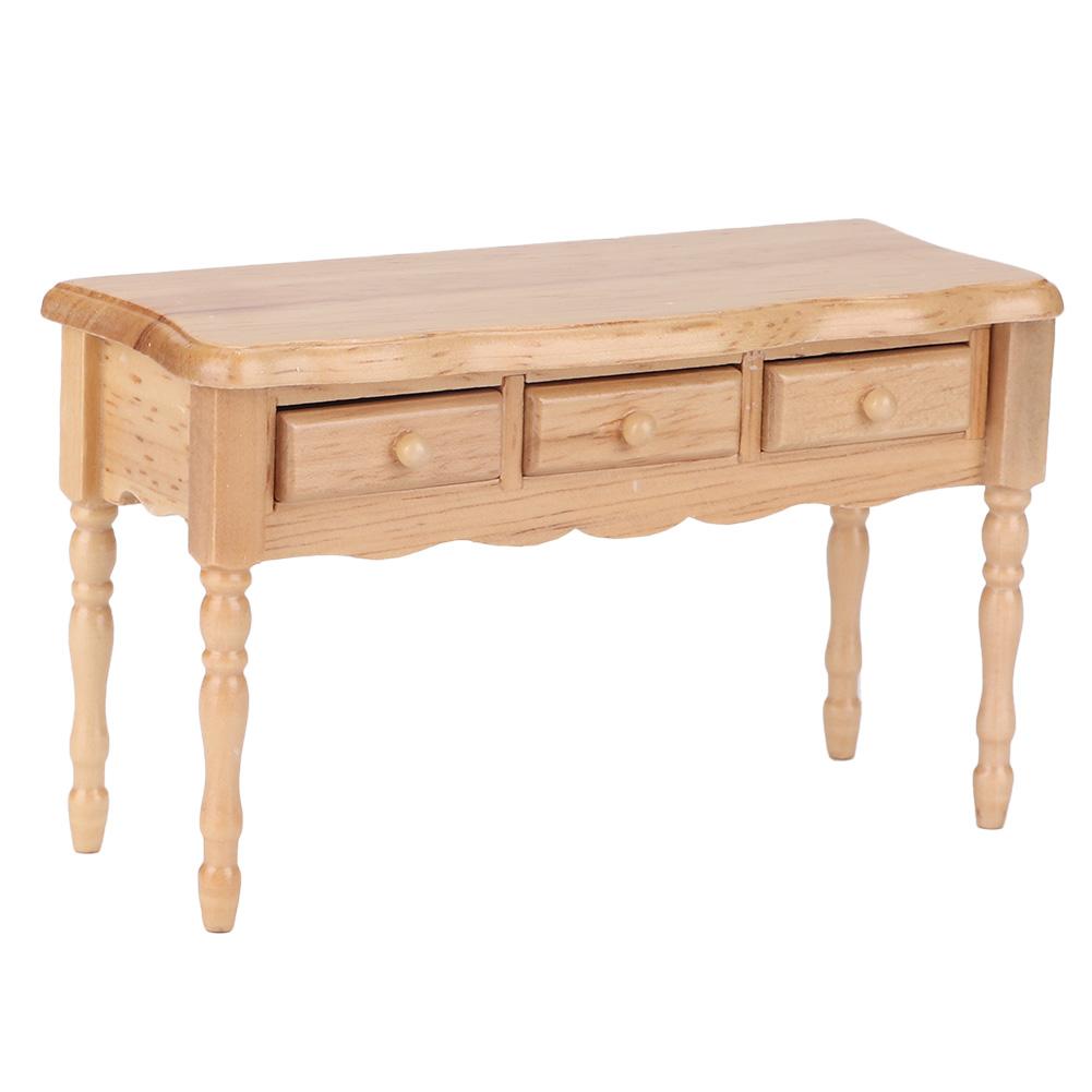 Miniature Furniture Model Wooden Desk Table for 1:12 Doll House Living Room Accessory