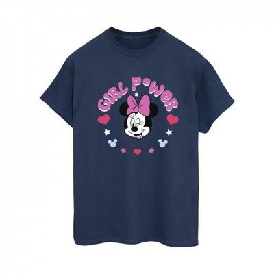 Damski/Damski bawełniany T-shirt typu boyfriend z motywem Minnie Mouse Girl Power