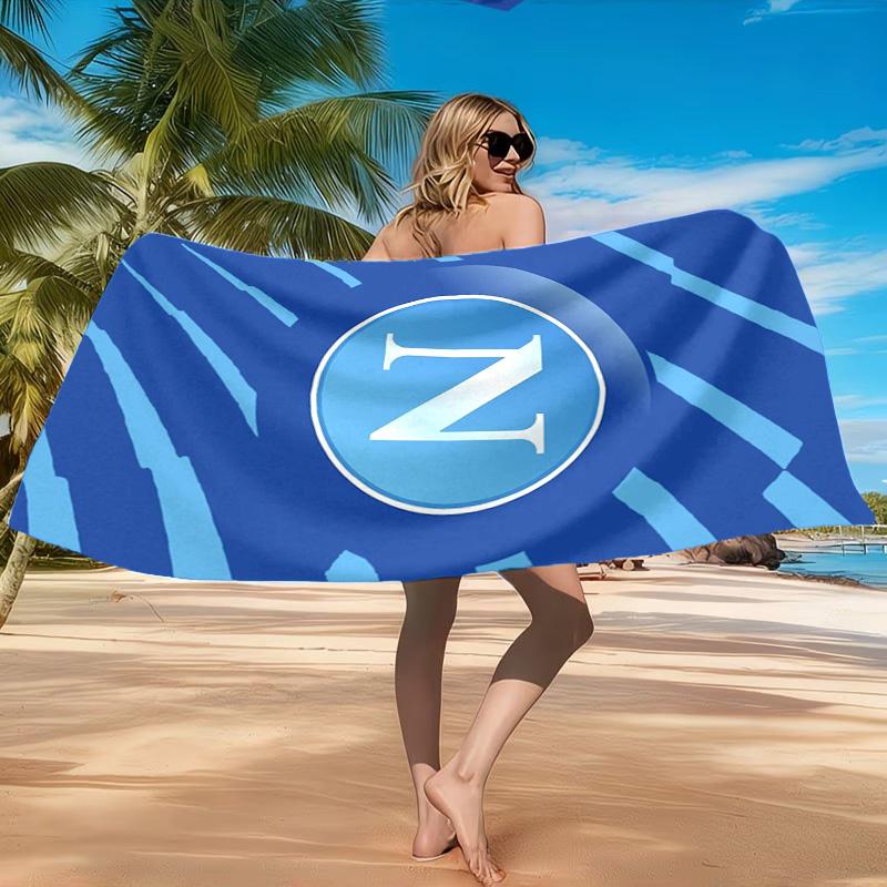 Asciugamano da Spiaggia con Emblema del Napoli Calcio, Asciugatura Rapida, Facile da Curare, Adatto Sia per il Fitness che per le Vacanze al Mare, Essenziale per lo Sport