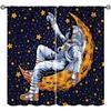 Conjunto de cortinas de porta com tema espacial 2 peças com design de galáxias, cortinas de painel de poliéster para vários tratamentos de janela de sala