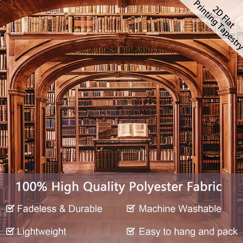 2D Antique Bookcase Corridor Backdrop for Book Lovers & Dark Aesthetic Photography