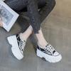 2025 summer new lace mesh breathable women's shoes round head lace-up muffin shoes heightening casual shoes women's trend