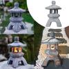 Solar Pagoda Lantern Garden Statue, Outside Decorations,Yard Art Ornaments Stone Finish