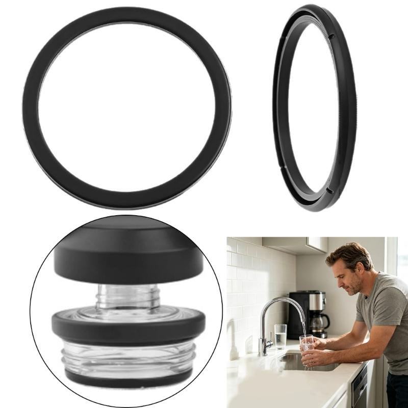 Press-In Bottle Lid Gasket Replacement Set for Chug Lid, 4 Black Seal Rings for Screw Top Lid, Leak Proof Rubber O-Rings