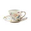 300ML French Ceramic Small Floral Coffee Mug Saucer Exquisite Afternoon Tea Flower Tea Cup Vintage Latte Cup Home Breakfast Mug