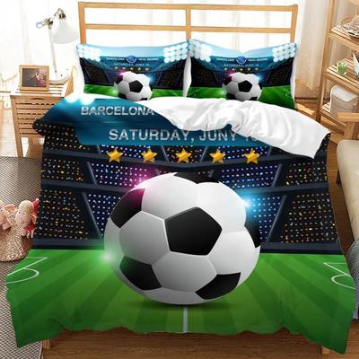 Set Copripiumino Calcio Fiamma Blu Sportiva Stampa 3D Calcio Copripiumino Set Per Ragazzi Microfibra Morbida Misura Queen/King