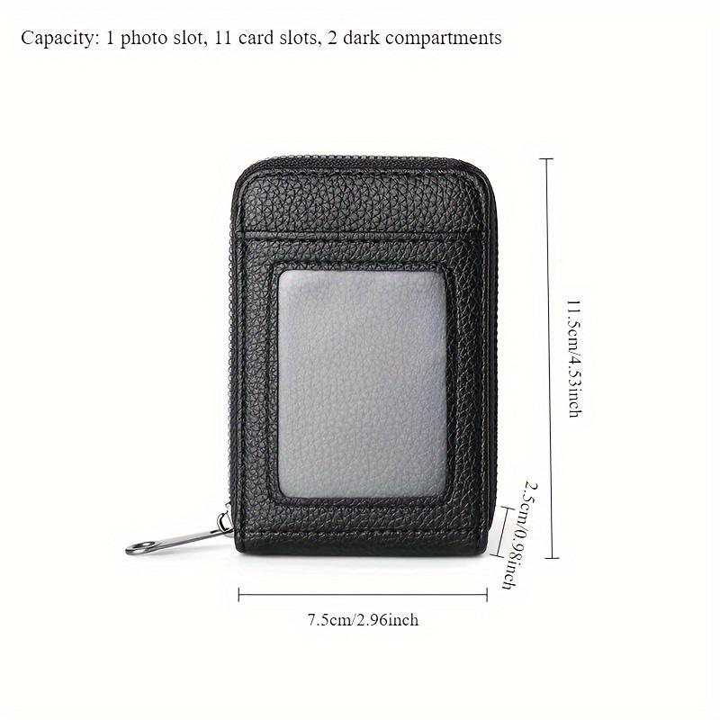 Men PU Casual Card Holder with Zipper - Lightweight, Minimalist Design for Daily Commute, Unlined Interior, Coin Purse Zippered Pouch