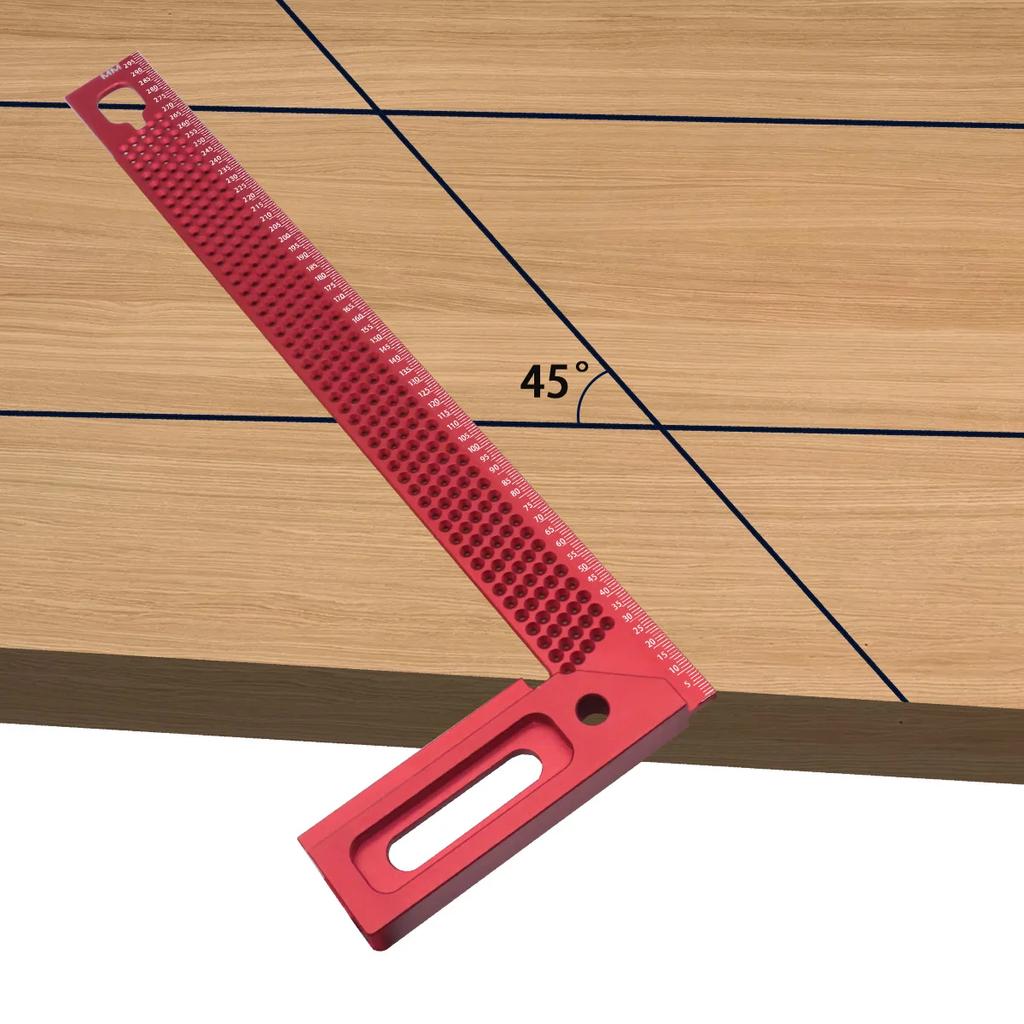 Precision Aluminum T-Type Woodworking Mitre Square Scribe Tool for Framing Carpentry Marking and Cross Scribing Applications