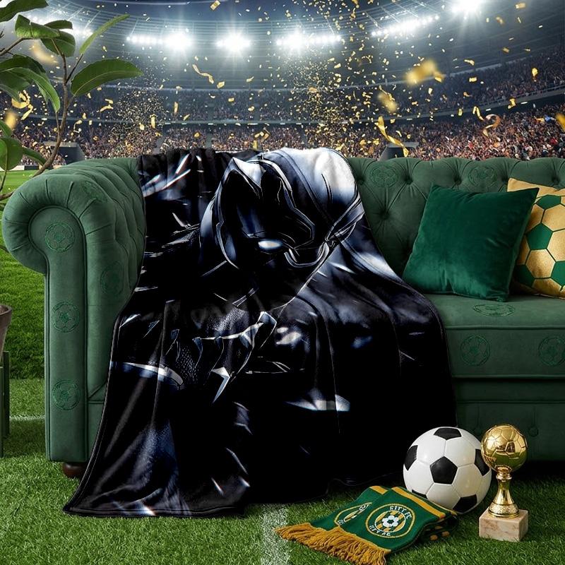 Black Panther Flight Throws Blanket Flannel Blankets Plush for Couch Bed Gifts for Men Women Travel picnic blanket Christmas fan gifts