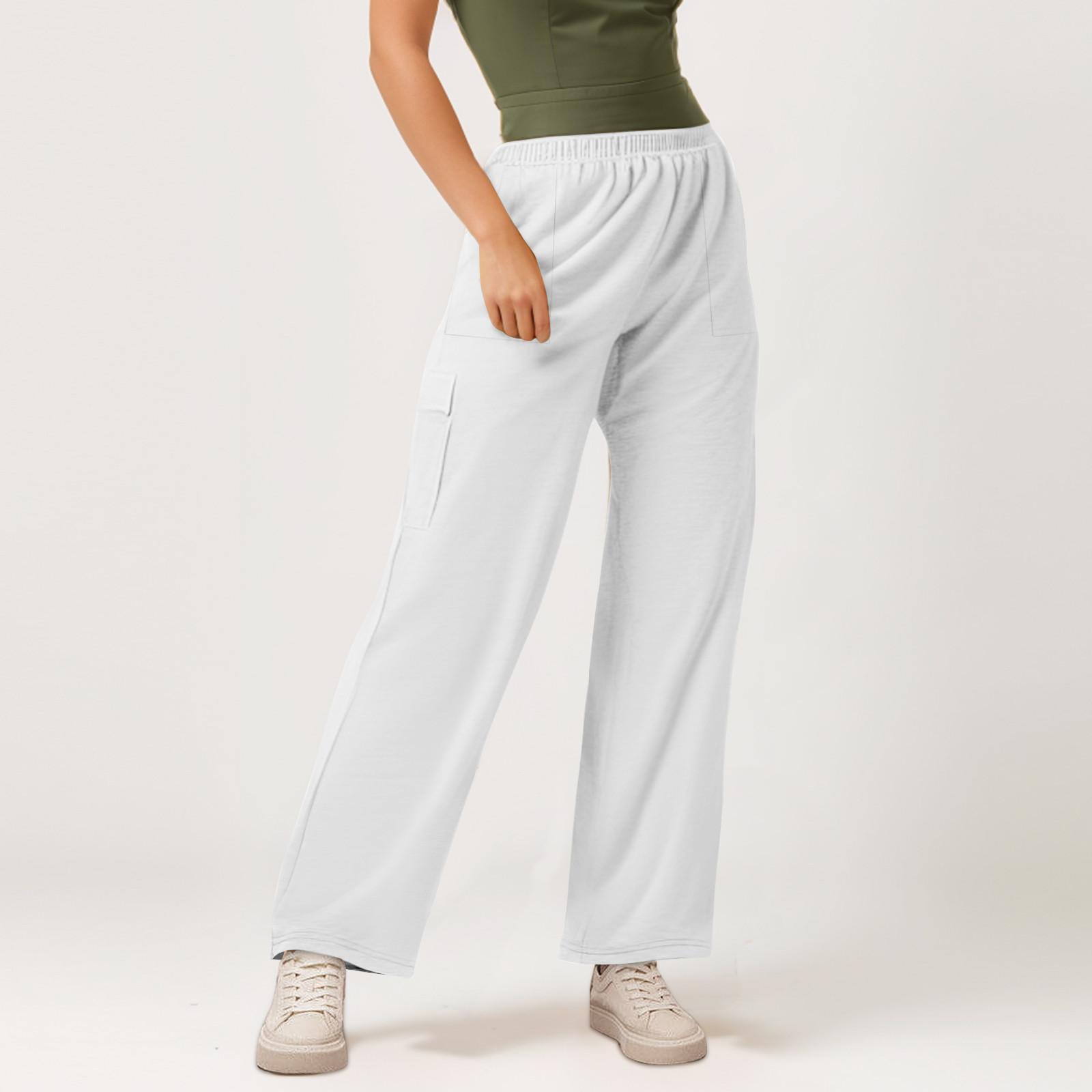 

Женская рабочая одежда, спортивные штаны, повседневные свободные флисовые брюки для бега с высокой талией, женские спортивные штаны, повседневные брюки, штаны для йоги, домашняя одежда XL белый