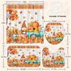 Arttown Fall Shower Curtain Set With Toilet Lid Cover And Non-Slip Rugs, Gnomes Autumn Pumpkins Teal Truck Thanksgiving Harvest