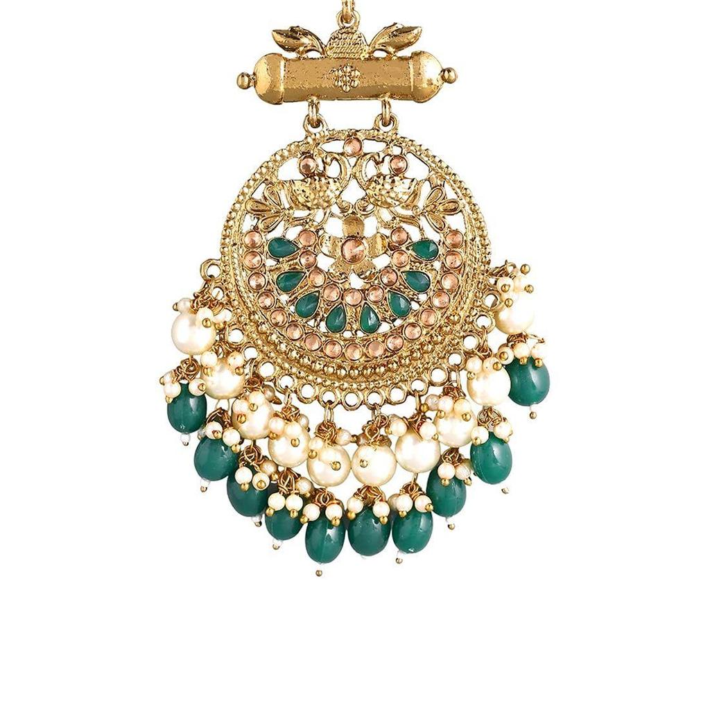Ethnic Gold Plated Enamel Handpainted Design Stones Beads Traditional Chandbali Earrings for Women and Girls