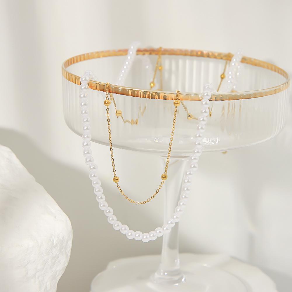 

Minimalist Double-Layer Pearl Necklace for Summer 18K