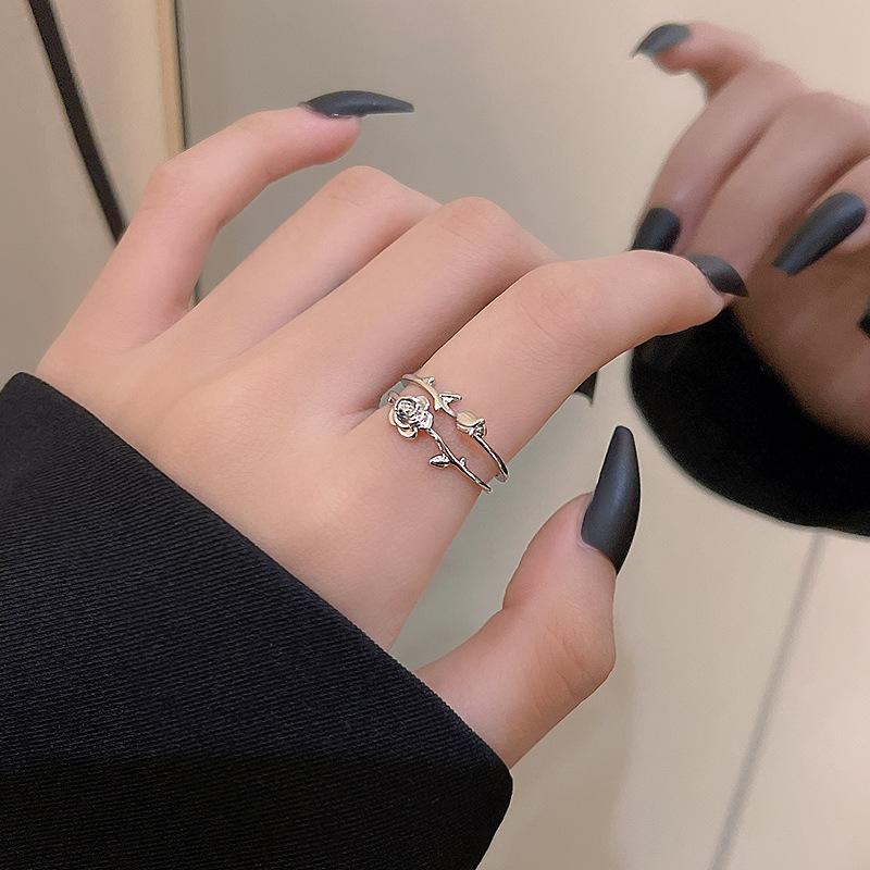 

ins style hip hop personality silver ring women s retro niche open ring new hand jewelry Adjustable opening