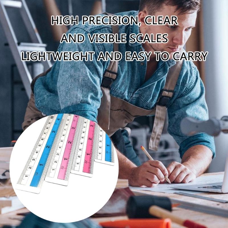 Durability Metal Ruler Straight Edges Ruler Easy Reading Measurements for School Office Crafting, Easy Reading Ruler