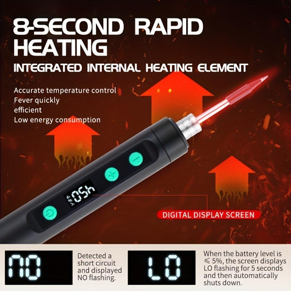 Digital Display USB Soldering Iron 5V/15W Adjustable Temperature Cordless Welding Tool for Electronics Repair & DIY Projects