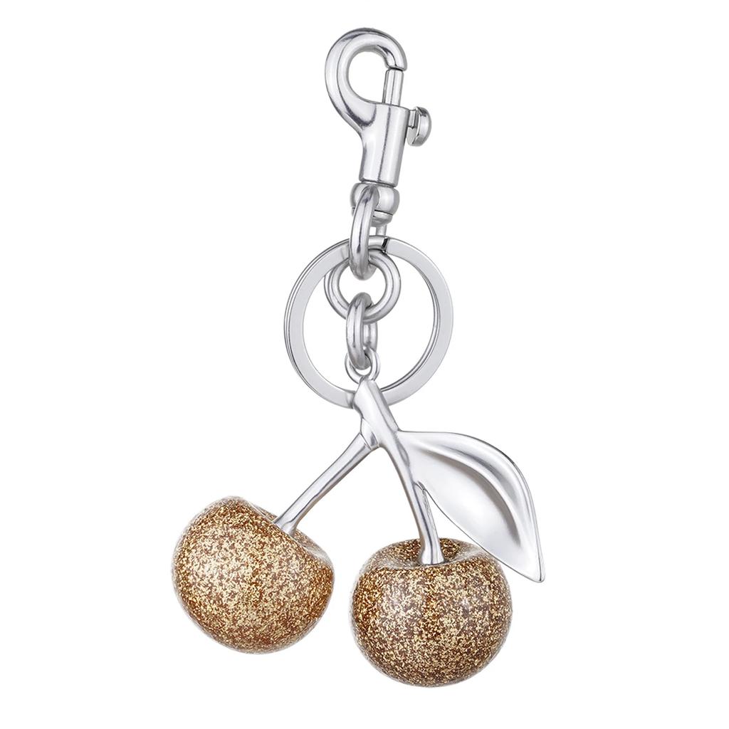 Funkelnder Goldener Kristallkirschen-Anhänger für Tasche Harz-Kirschen-Anhänger Geldbörsen-Schlüsselanhänger-Charm Festlicher Weihnachtsbeutel-Zubehör