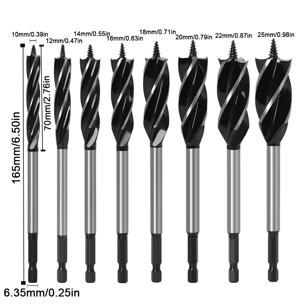 10mm-25mm Twist Drill Bit Set Four-slot Wood Fast Cut Auger Auger Drill Bit  Carpenter Joiner Tool